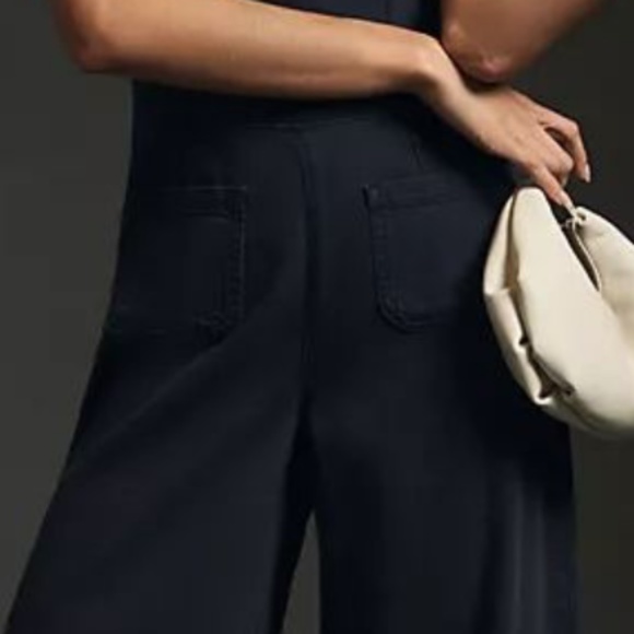 Brand New PILCRO STRAPLESS POLISHED WIDE-LEG DENIM JUMPSUIT - Picture 4 of 13